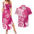 Polynesia Couples Matching Summer Maxi Dress and Hawaiian Shirt Pink Tribal Turtle Floral Pattern