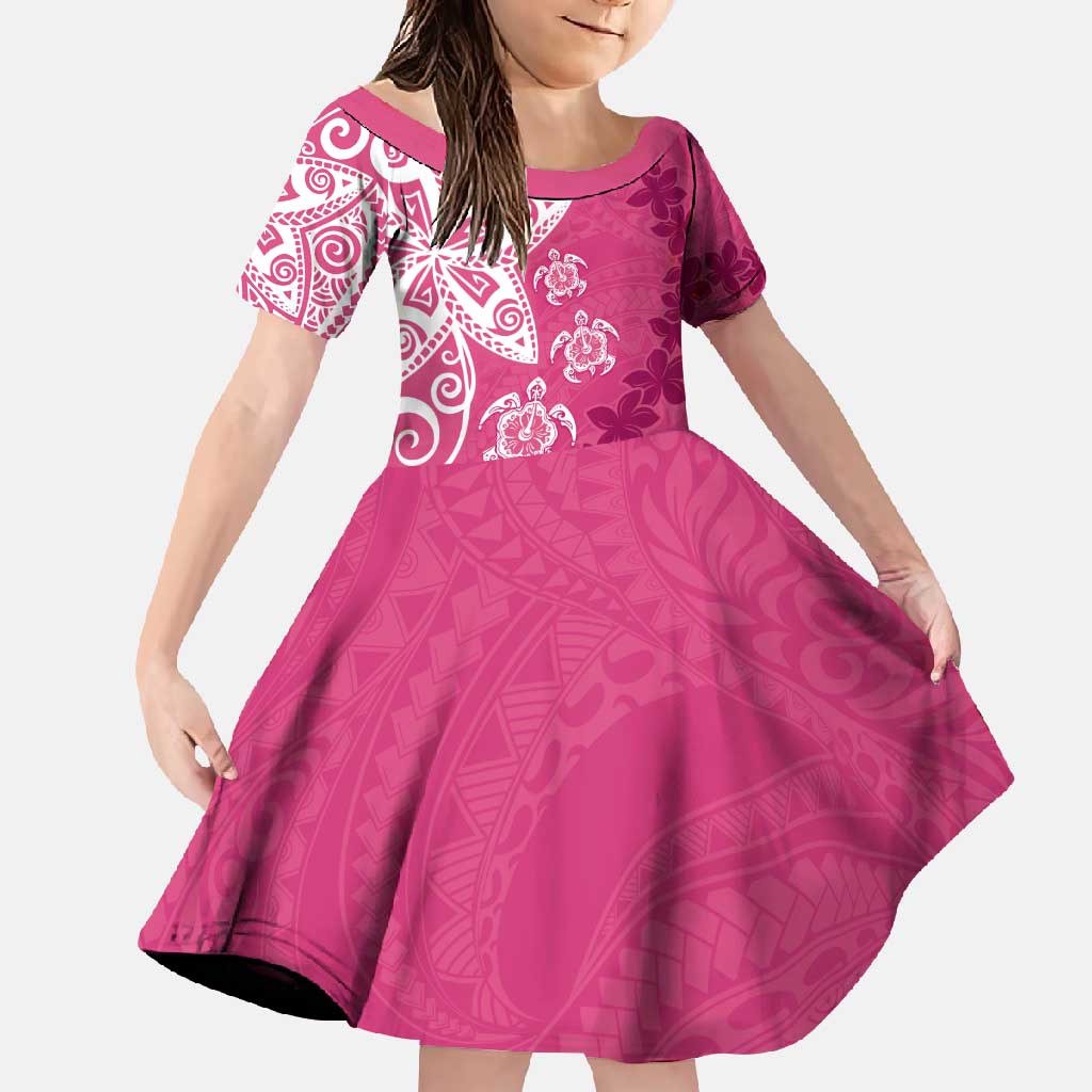 Polynesia Family Matching Mermaid Dress and Hawaiian Shirt Pink Tribal Turtle Floral Pattern