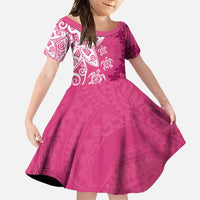 Polynesia Family Matching Mermaid Dress and Hawaiian Shirt Pink Tribal Turtle Floral Pattern