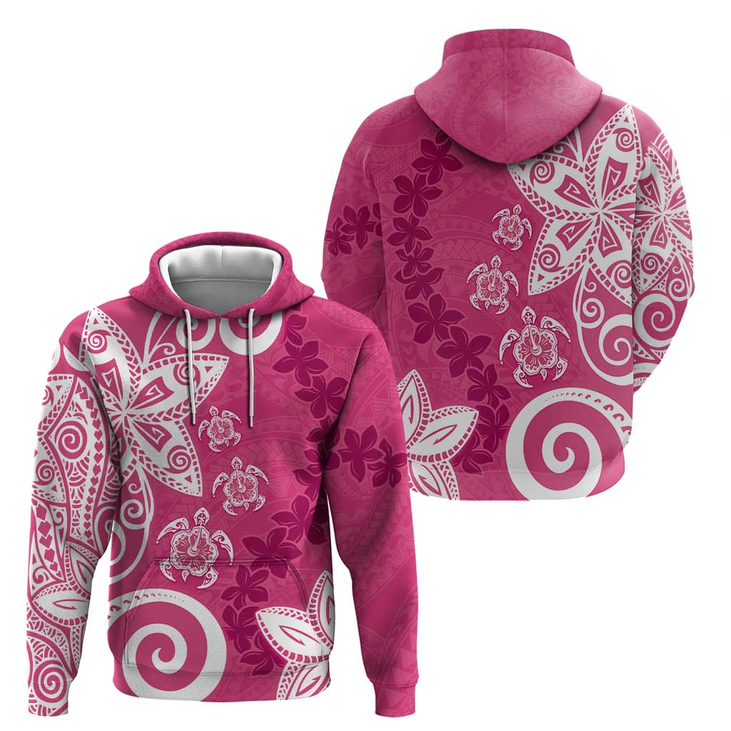 Polynesia Hoodie Pink Tribal Turtle Floral Pattern LT05 - Polynesian Pride