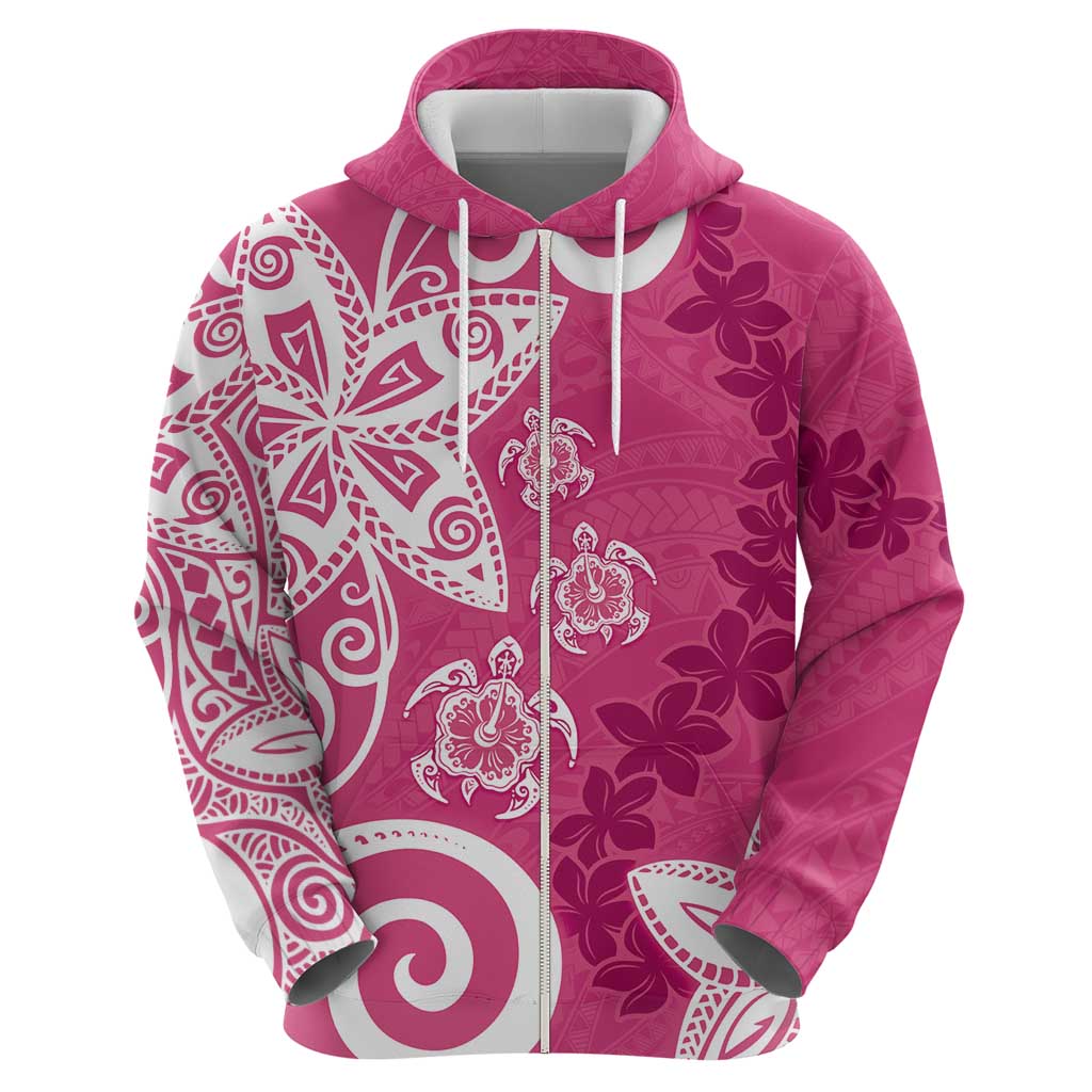 Polynesia Hoodie Pink Tribal Turtle Floral Pattern LT05 - Polynesian Pride