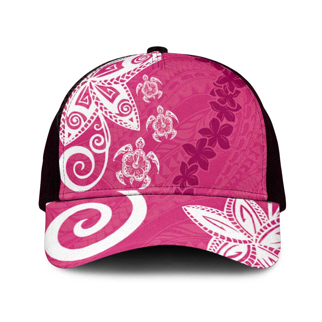 Polynesia Mesh Trucker Cap Pink Tribal Turtle Floral Pattern - Polynesian Pride