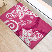 Polynesia Rubber Doormat Pink Tribal Turtle Floral Pattern