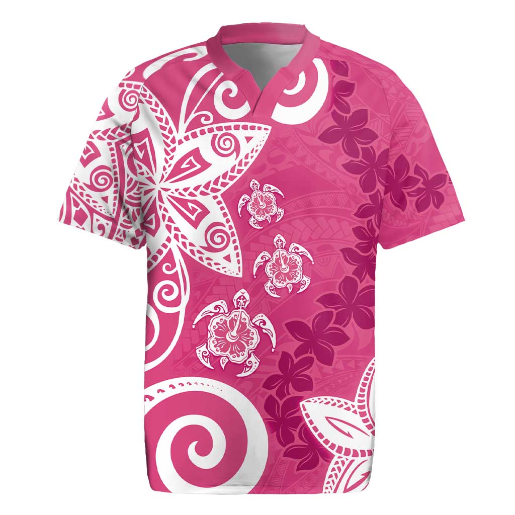 Polynesia Rugby Jersey Pink Tribal Turtle Floral Pattern LT05 Pink - Polynesian Pride