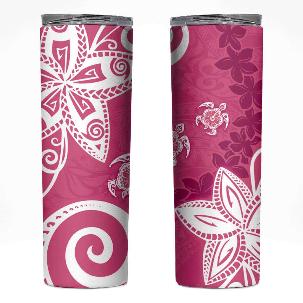 Polynesia Skinny Tumbler Pink Tribal Turtle Floral Pattern LT05 Pink - Polynesian Pride