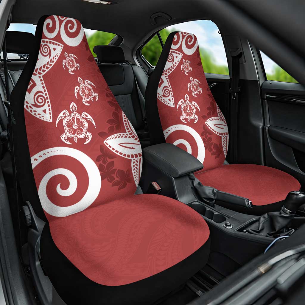Polynesia Car Seat Cover Red Tribal Turtle Floral Pattern LT05 One Size Red - Polynesian Pride