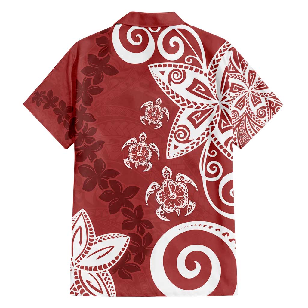 Polynesia Family Matching Long Sleeve Bodycon Dress and Hawaiian Shirt Red Tribal Turtle Floral Pattern LT05 - Polynesian Pride