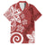 Polynesia Family Matching Off The Shoulder Long Sleeve Dress and Hawaiian Shirt Red Tribal Turtle Floral Pattern