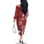 Polynesia Family Matching Off The Shoulder Long Sleeve Dress and Hawaiian Shirt Red Tribal Turtle Floral Pattern