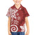 Polynesia Family Matching Off The Shoulder Long Sleeve Dress and Hawaiian Shirt Red Tribal Turtle Floral Pattern