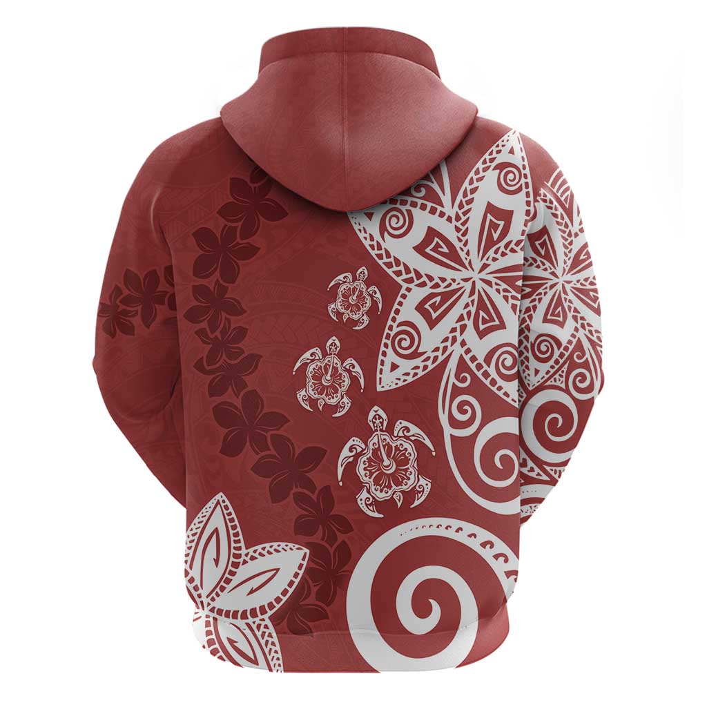 Polynesia Hoodie Red Tribal Turtle Floral Pattern LT05 - Polynesian Pride