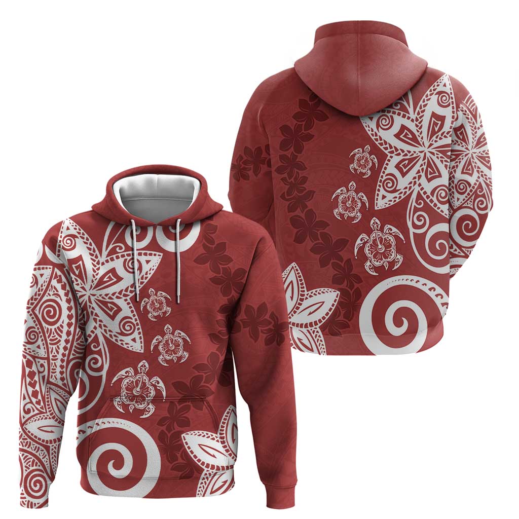 Polynesia Hoodie Red Tribal Turtle Floral Pattern LT05 - Polynesian Pride