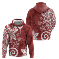 Polynesia Hoodie Red Tribal Turtle Floral Pattern LT05 - Polynesian Pride