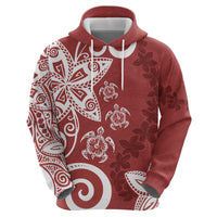 Polynesia Hoodie Red Tribal Turtle Floral Pattern LT05 - Polynesian Pride