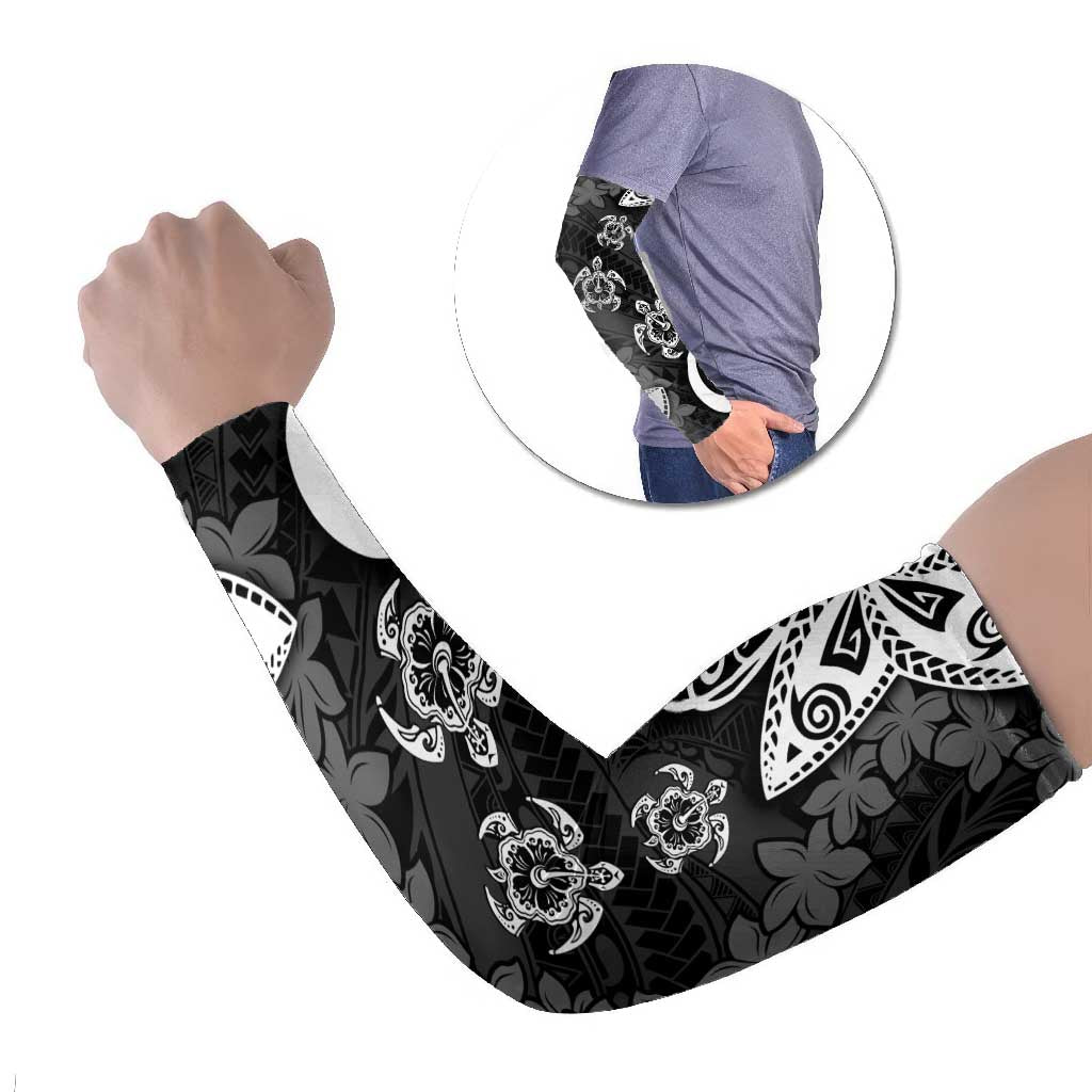 Polynesia Arm Sleeves Black Tribal Turtle Floral Pattern LT05 Set of 2 Black - Polynesian Pride