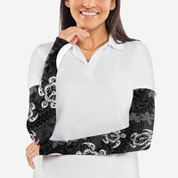 Polynesia Arm Sleeves Black Tribal Turtle Floral Pattern - Polynesian Pride