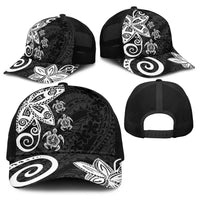 Polynesia Baseball Net Cap Black Tribal Turtle Floral Pattern LT05 - Polynesian Pride