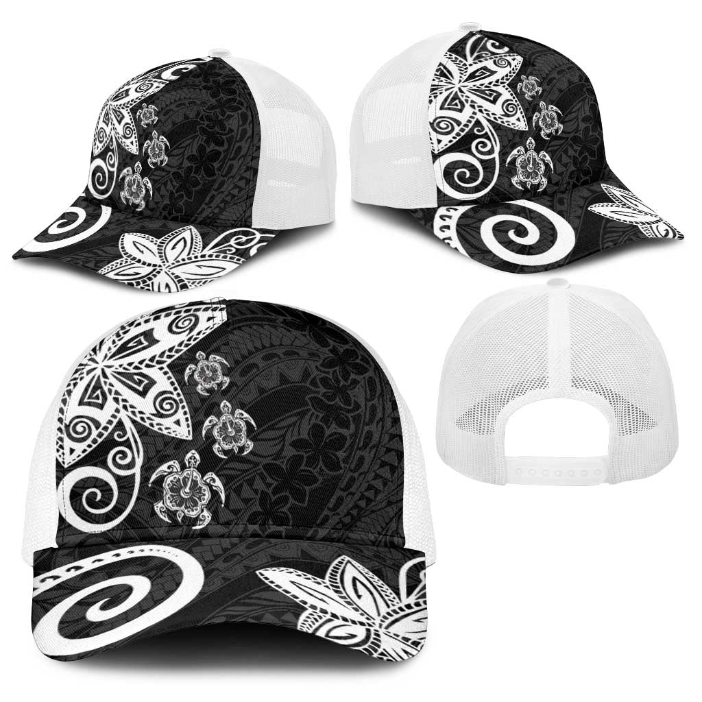 Polynesia Baseball Net Cap Black Tribal Turtle Floral Pattern LT05 - Polynesian Pride