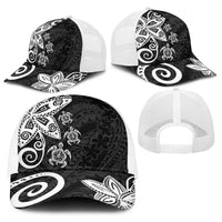 Polynesia Baseball Net Cap Black Tribal Turtle Floral Pattern LT05 - Polynesian Pride