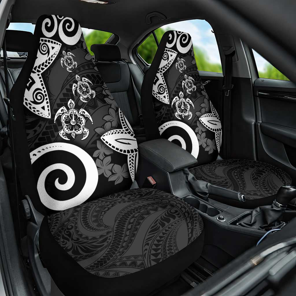 Polynesia Car Seat Cover Black Tribal Turtle Floral Pattern LT05 One Size Black - Polynesian Pride