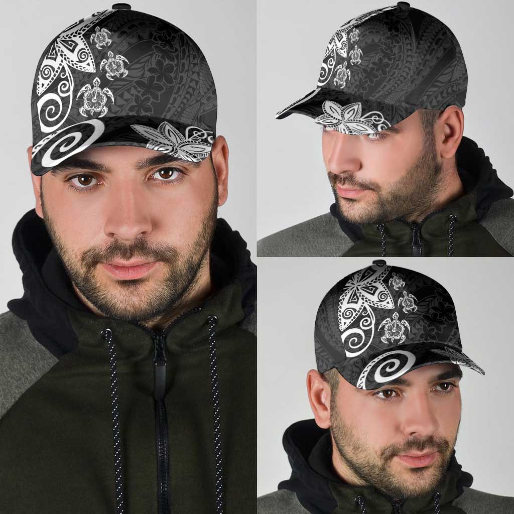 Polynesia Classic Cap Black Tribal Turtle Floral Pattern LT05 - Polynesian Pride