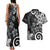 Polynesia Couples Matching Tank Maxi Dress and Hawaiian Shirt Black Tribal Turtle Floral Pattern