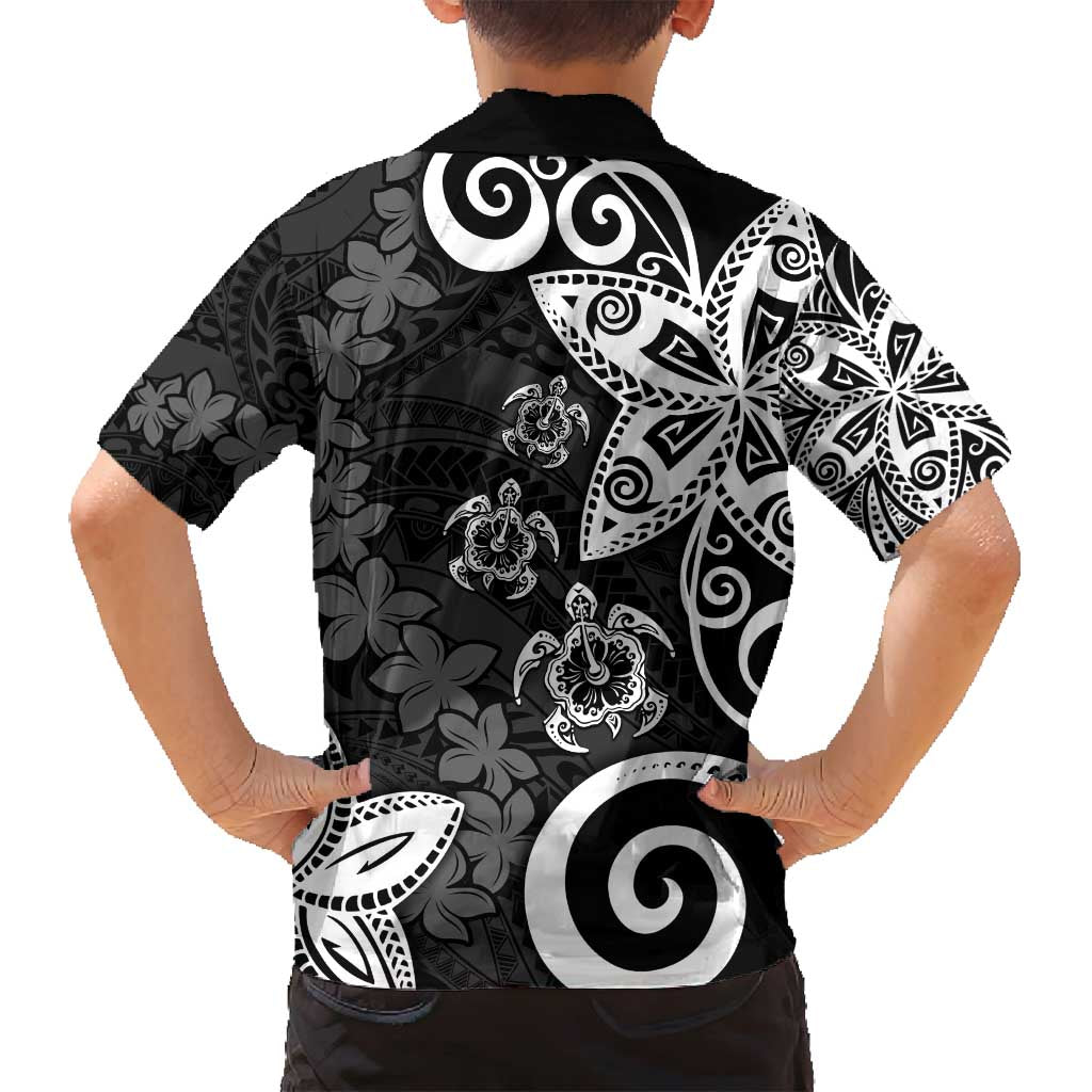 Polynesia Family Matching Long Sleeve Bodycon Dress and Hawaiian Shirt Black Tribal Turtle Floral Pattern LT05 - Polynesian Pride