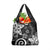 Polynesia Grocery Bag Black Tribal Turtle Floral Pattern