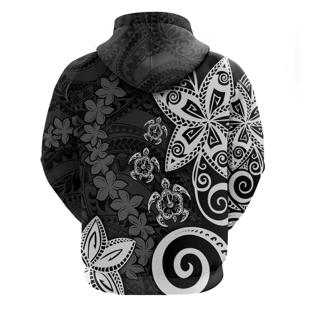 Polynesia Hoodie Black Tribal Turtle Floral Pattern LT05 - Polynesian Pride