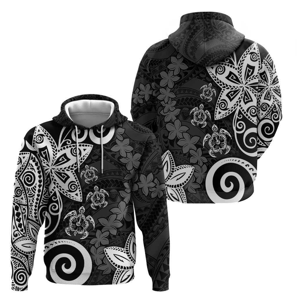 Polynesia Hoodie Black Tribal Turtle Floral Pattern LT05 - Polynesian Pride