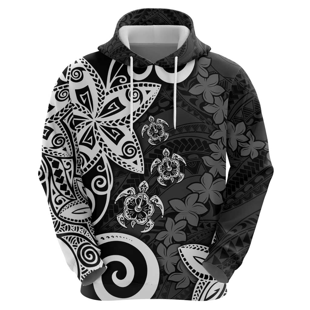 Polynesia Hoodie Black Tribal Turtle Floral Pattern LT05 - Polynesian Pride