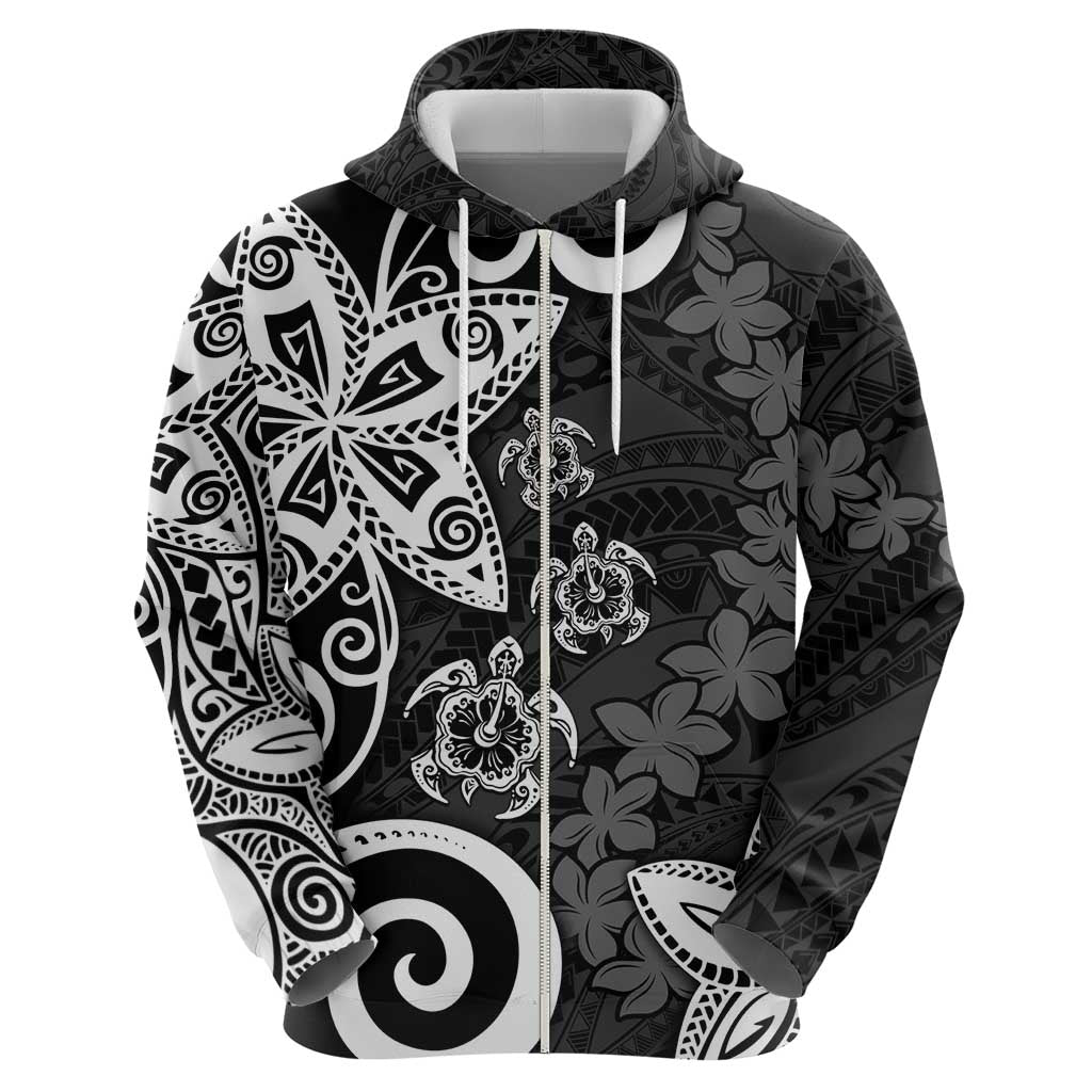 Polynesia Hoodie Black Tribal Turtle Floral Pattern LT05 - Polynesian Pride