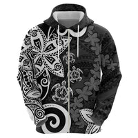 Polynesia Hoodie Black Tribal Turtle Floral Pattern LT05 - Polynesian Pride