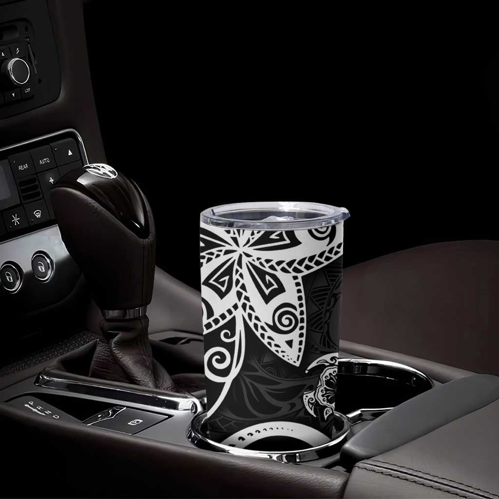 Polynesia Tumbler Cup Black Tribal Turtle Floral Pattern