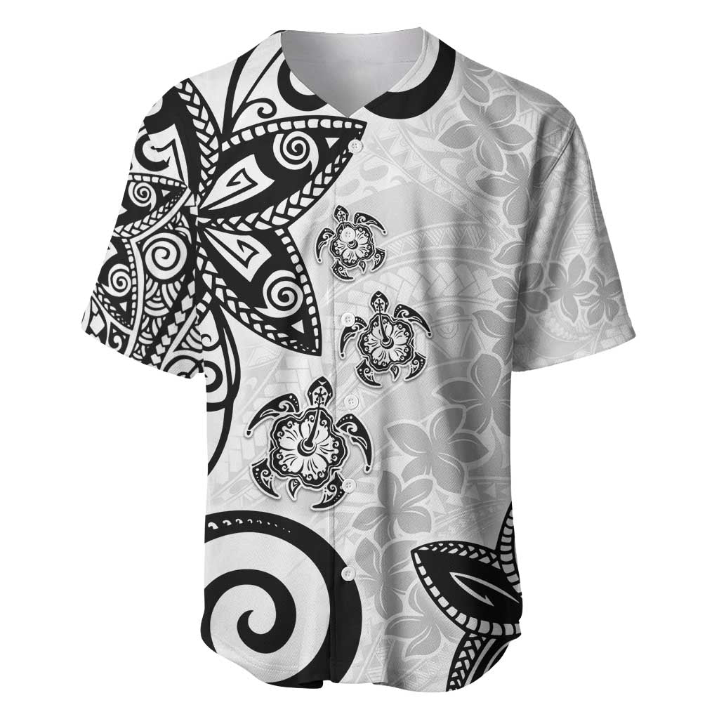 Polynesia Baseball Jersey White Tribal Turtle Floral Pattern LT05 White - Polynesian Pride