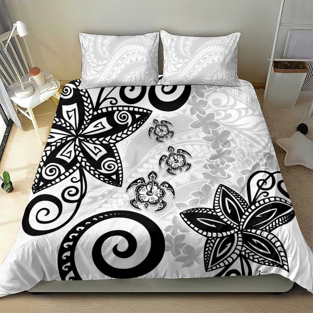Polynesia Bedding Set White Tribal Turtle Floral Pattern