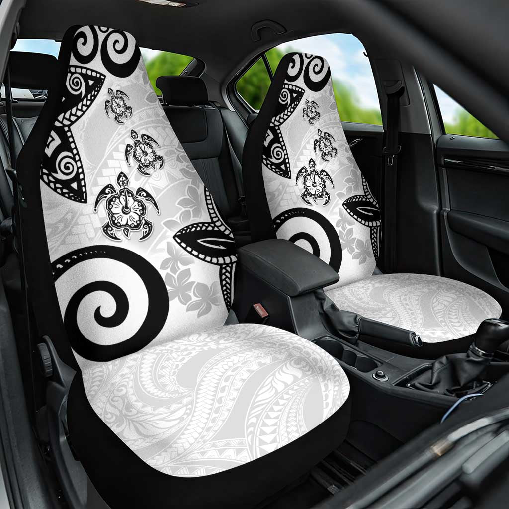 Polynesia Car Seat Cover White Tribal Turtle Floral Pattern LT05 One Size White - Polynesian Pride