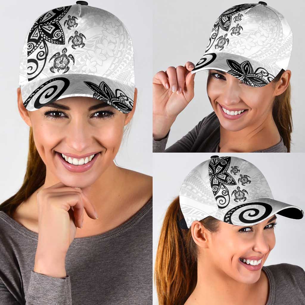 Polynesia Classic Cap White Tribal Turtle Floral Pattern LT05 - Polynesian Pride