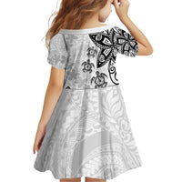 Polynesia Family Matching Puletasi and Hawaiian Shirt White Tribal Turtle Floral Pattern