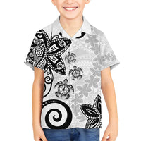 Polynesia Family Matching Summer Maxi Dress and Hawaiian Shirt White Tribal Turtle Floral Pattern