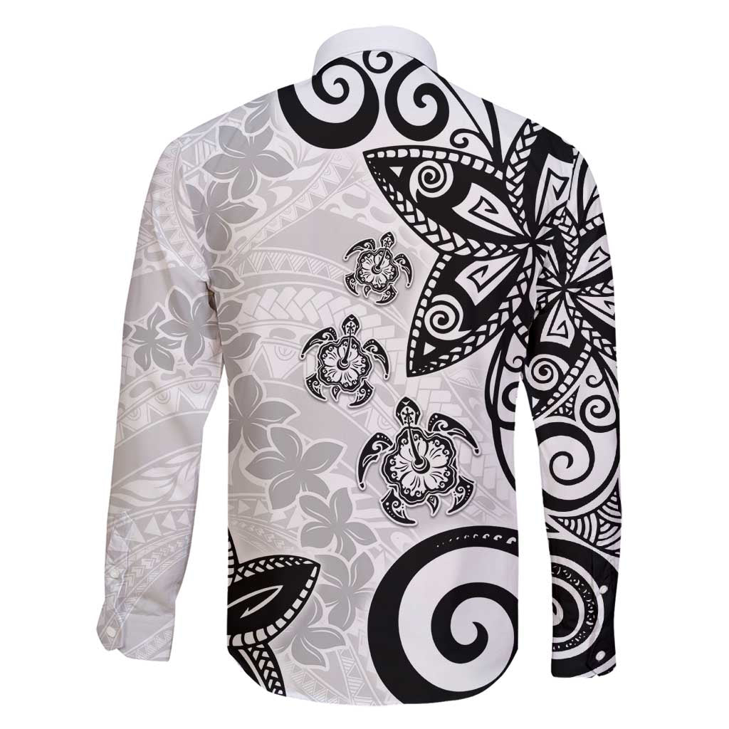 Polynesia Family Matching Tank Maxi Dress and Hawaiian Shirt White Tribal Turtle Floral Pattern