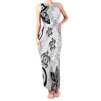 Polynesia Family Matching Tank Maxi Dress and Hawaiian Shirt White Tribal Turtle Floral Pattern