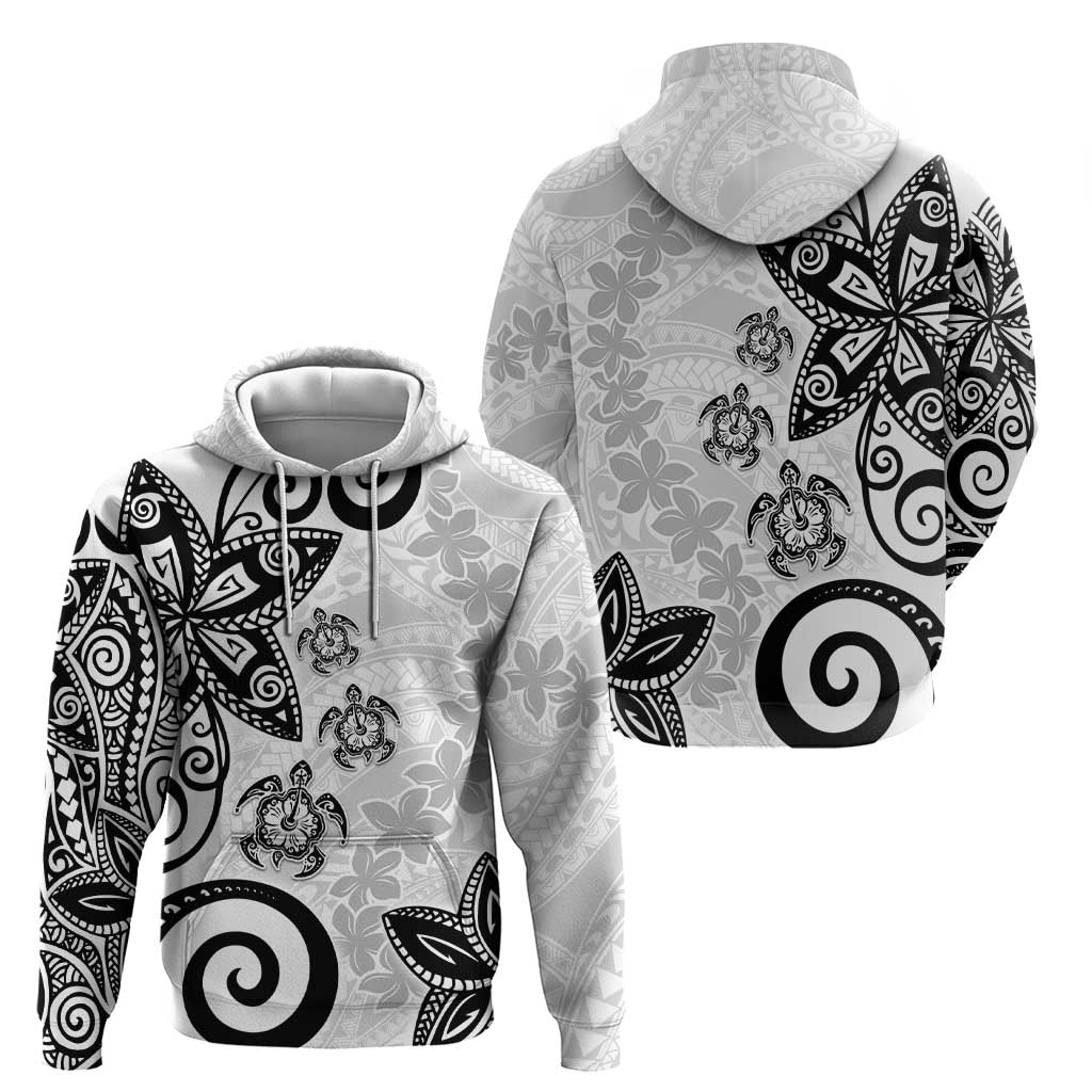 Polynesia Hoodie White Tribal Turtle Floral Pattern LT05 - Polynesian Pride