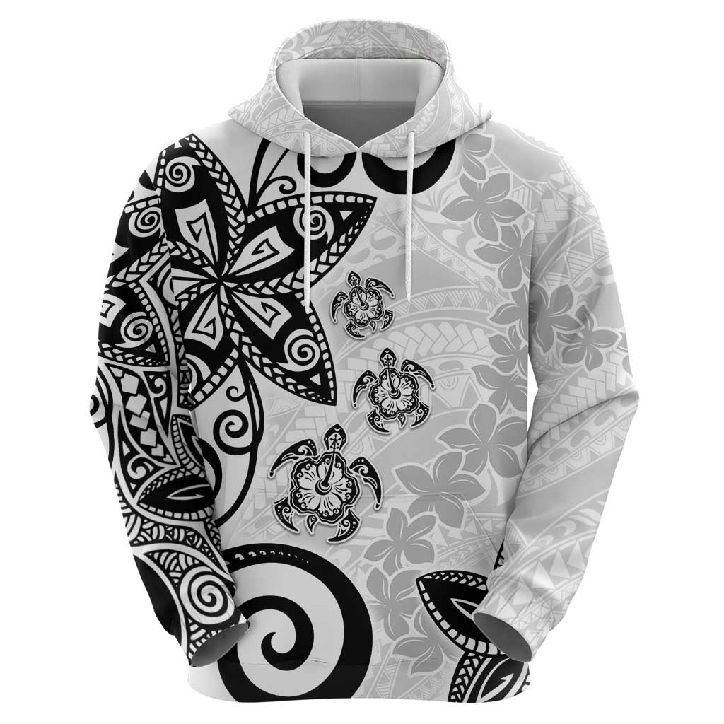 Polynesia Hoodie White Tribal Turtle Floral Pattern LT05 - Polynesian Pride