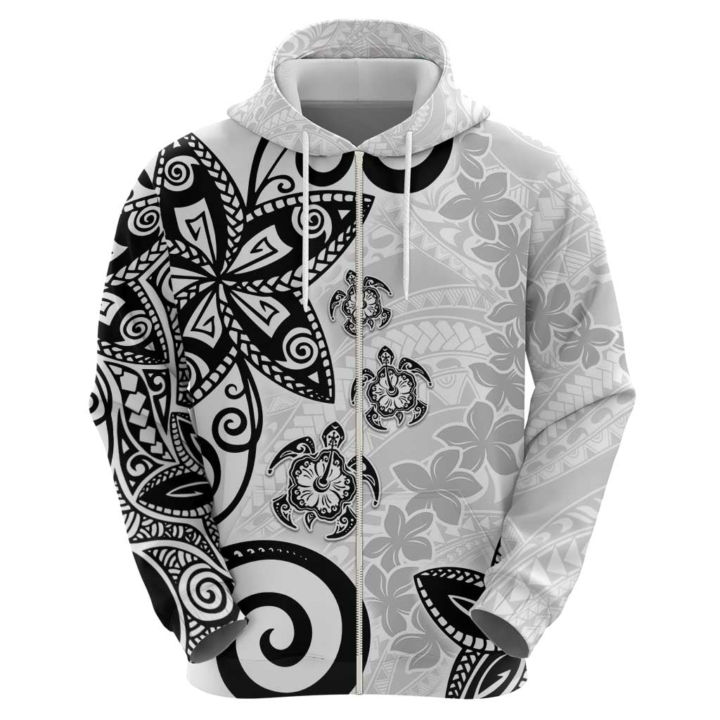 Polynesia Hoodie White Tribal Turtle Floral Pattern LT05 - Polynesian Pride