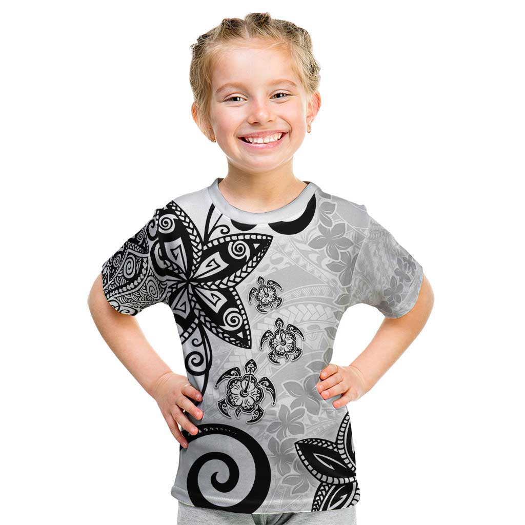 Polynesia Kid T Shirt White Tribal Turtle Floral Pattern