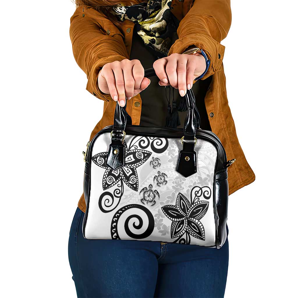 Polynesia Shoulder Handbag White Tribal Turtle Floral Pattern LT05 One Size White - Polynesian Pride
