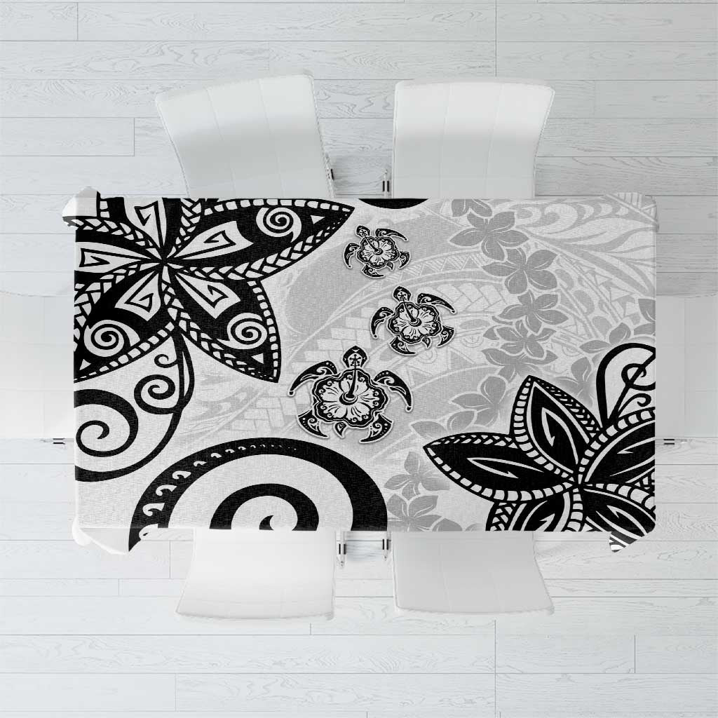 Polynesia Tablecloth White Tribal Turtle Floral Pattern LT05 White - Polynesian Pride
