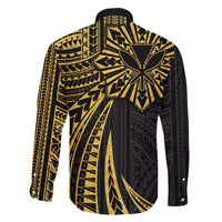 Hawaii And Philippines Family Matching Off Shoulder Maxi Dress and Hawaiian Shirt Kanaka Maoli With Tribal Sun Together Gold LT05 - Polynesian Pride