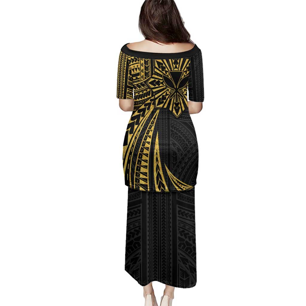Hawaii And Philippines Family Matching Puletasi and Hawaiian Shirt Kanaka Maoli With Tribal Sun Together Gold LT05 - Polynesian Pride